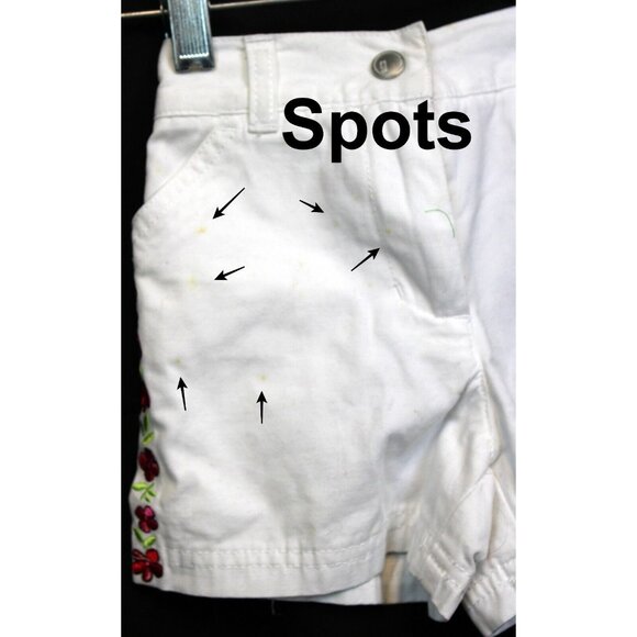 NEW VTG 2001 Gymboree Summer Fun White Denim Shorts sz 3 Embroidered Red Flowers - Picture 2 of 7